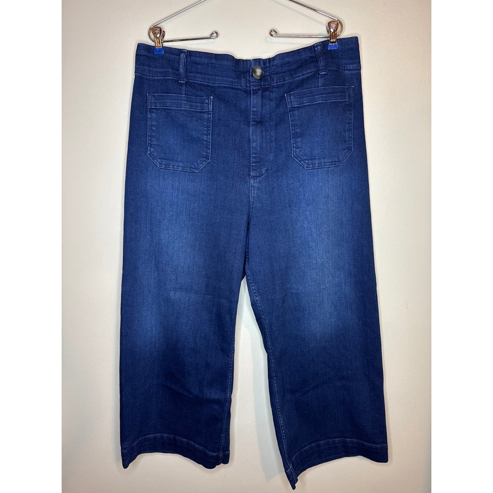 Pilcro and the Letterpress High Rise Wide Leg Crop Jeans Dark Wash 33 Petite